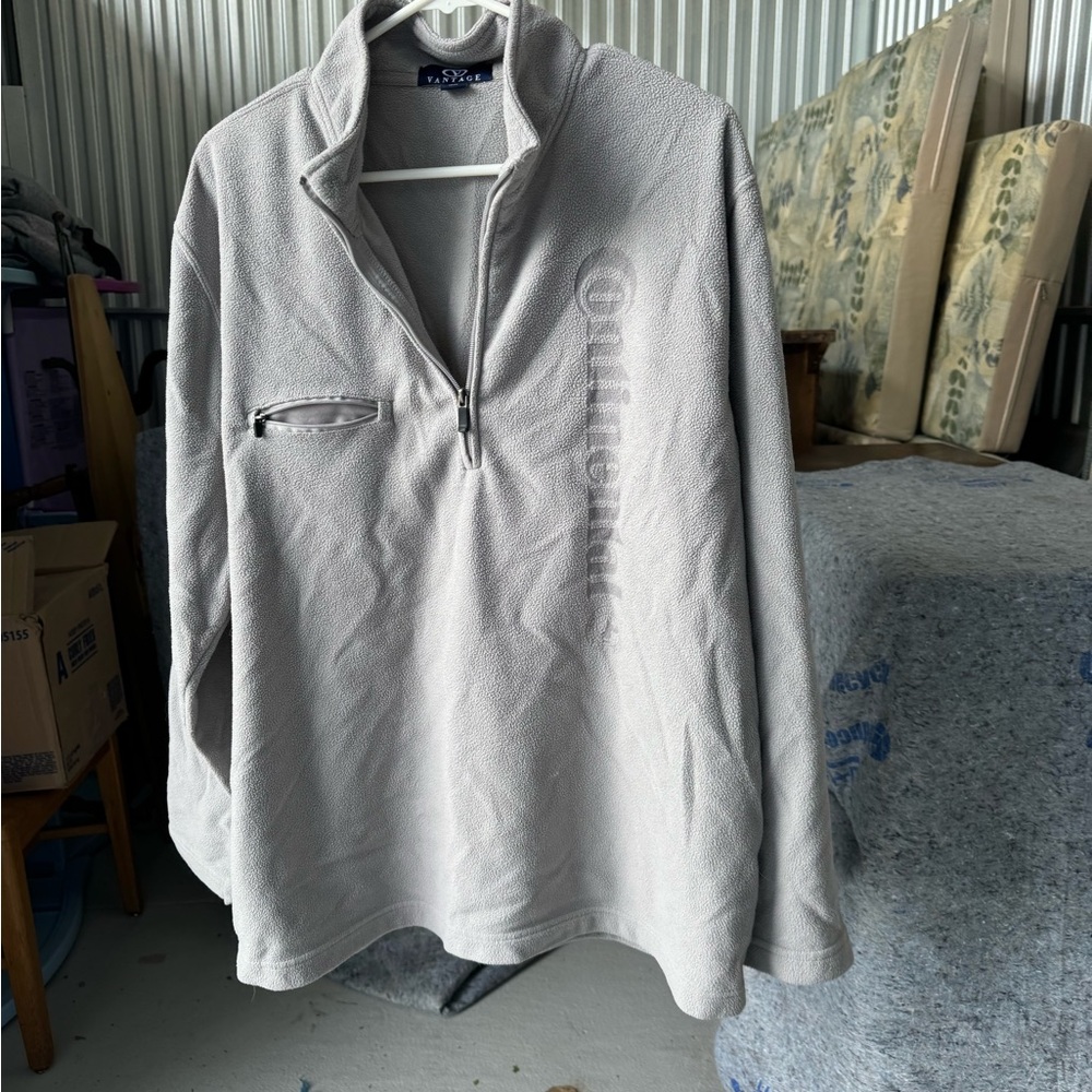Continental Tire Gray Zip Up Sweater with Soft Fleece Texture